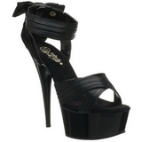 Black Satin 15 cm DELIGHT-668 High Heeled Evening Sandals