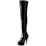 Black Shiny 15,5 cm DELIGHT-3000 High Heeled Overknee Boots
