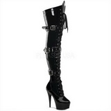 Black Shiny 15,5 cm DELIGHT-3028 High Heeled Overknee Boots