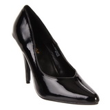 Black Varnished 13 cm SEDUCE-420V pointed toe pumps with high heels