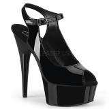 Black Varnished 15 cm DELIGHT-655 Sling Back Pumps Shoes