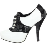 Black White 11,5 cm SADDLE-48 Oxford Womens Shoes with High Heels