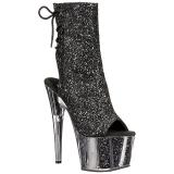 Black glitter 18 cm ADORE-1018G womens platform soled ankle boots