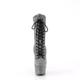 Black glitter 18 cm ADORE-1040GR high heels ankle boots platform