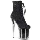 Black glitter 20 cm FLAMINGO-1020G Pole dancing ankle boots