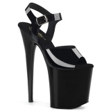 Black high heels 20 cm FLAMINGO-808N JELLY-LIKE stretch material platform high heels