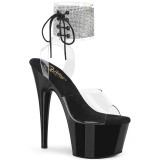 Black rhinestone 18 cm ADORE-791-2RS pleaser high heels with ankle cuff