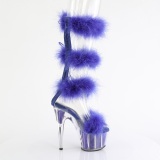 Blue 18 cm ADORE-728F exotic pole dance high heel sandals with feathers
