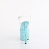 Blue 18 cm BEJEWELED-708RRS Pole dance high heels shoes rhinestones platform