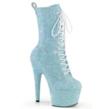 Blue glitter 18 cm ADORE-1040GR high heels ankle boots platform