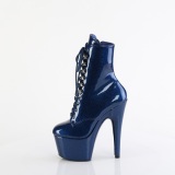 Blue glitter 18 cm high heels ankle boots platform