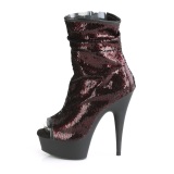 Burgundy 15 cm DELIGHT-1008SQ womens sequins ankle boots