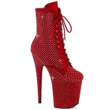 FLAMINGO-1020RM 20 cm pleaser hjhlede boots strass rde