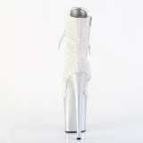 FLAMINGO-1020RM 20 cm pleaser h�jh�lede boots strass s�lv