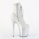 FLAMINGO-1020RM 20 cm pleaser h�jh�lede boots strass s�lv