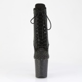 FLAMINGO-1020RM 20 cm pleaser h�jh�lede boots strass sort