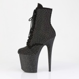 FLAMINGO-1020RM 20 cm pleaser h�jh�lede boots strass sort