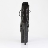 FLAMINGO-1020RM 20 cm pleaser h�jh�lede boots strass sort
