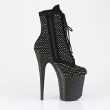 FLAMINGO-1020RM 20 cm pleaser h�jh�lede boots strass sort