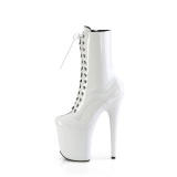 FLAMINGO-1040TT 20 cm pleaser h�jh�lede boots sort hvide