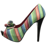 Flerfarvede 13 cm LOLITA-12 dame pumps sko med �ben t�