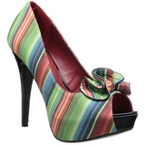 Flerfarvede 13 cm LOLITA-12 dame pumps sko med �ben t�
