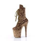 Fl�jl 20 cm FLAMINGO-1045VEL khaki ankelst�vler med h�je h�le + t�kapper