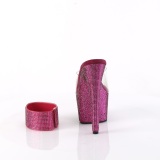 Fuchsia 18 cm 712RS pleaser high heels with ankle cuff rhinestone platform
