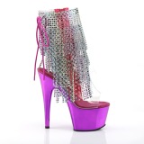 Fuchsia 18 cm ADORE-1017RSF womens fringe ankle boots high heels