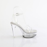 Gennemsigtig 13 cm MARTINI-505 Hvide plateau hjhlede sandaler kvinder