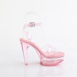 Gennemsigtig 13 cm MARTINI-505 rosa plateau hjhlede sandaler kvinder