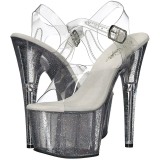 Gennemsigtig 18 cm ADORE-708MG glitter plateau high heels sko