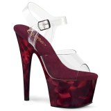 Gennemsigtig 18 cm ADORE-708MPP rødvin plateau high heels sko