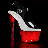 Gennemsigtig 18 cm DISCOLITE-708 stripper sandaler poledance sko LED pære