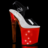 Gennemsigtig 18 cm DISCOLITE-808 stripper sandaler poledance sko LED pære