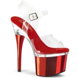 Gennemsigtig 18 cm ESTEEM-708 højhælede sandaler - pole dance sandaler rød