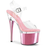 Gennemsigtig 18 cm ESTEEM-708 højhælede sandaler - pole dance sandaler rosa