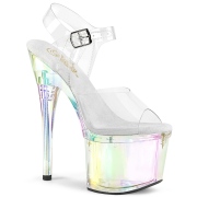 Gennemsigtig 18 cm ESTEEM-708RBP Hologram plateau high heels sko