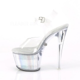 Gennemsigtig 18 cm FLASH-708CH poledance sandaler med LED p�re plateau