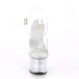 Gennemsigtig 18 cm FLASH-708CH poledance sandaler med LED p�re plateau