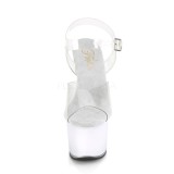 Gennemsigtig 18 cm ILLUMINATOR-708 poledance sandaler med LED p�re plateau