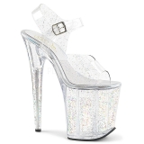 Gennemsigtig 20 cm Pleaser FLAMINGO-808MMG glitter plateau high heels sko