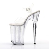 Gennemsigtig 23 cm Pleaser INFINITY-908MG glitter plateau high heels sko