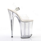 Gennemsigtig 23 cm Pleaser INFINITY-908MG glitter plateau high heels sko