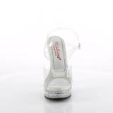 Gennemsigtige sandaler 13,5 cm MAJESTY-508SDT højhælede sandaler strass plateau