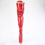 Glitter 18 cm ADORE-3020GP Red thigh high boots with laces high heels