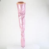 Glitter 18 cm ADORE-3020GP Rose thigh high boots with laces high heels
