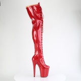 Glitter 20 cm ADORE-3020GP Red thigh high boots with laces high heels