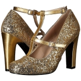 Gold Glitter 10 cm QUEEN-01 big size pumps shoes