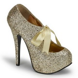 Gold Glitter 14,5 cm Burlesque TEEZE-10G Platform Pumps Shoes